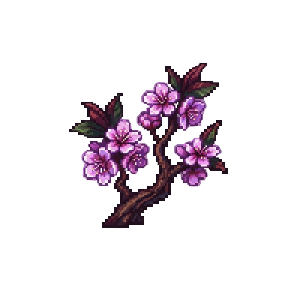 Deep Magenta Moonlight Sakura Branches
