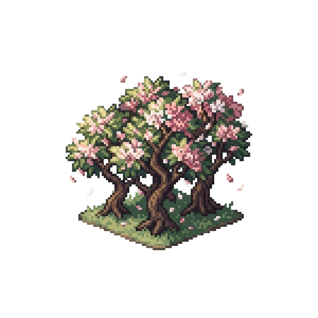 Dappled Blossom Trees with Falling Petals