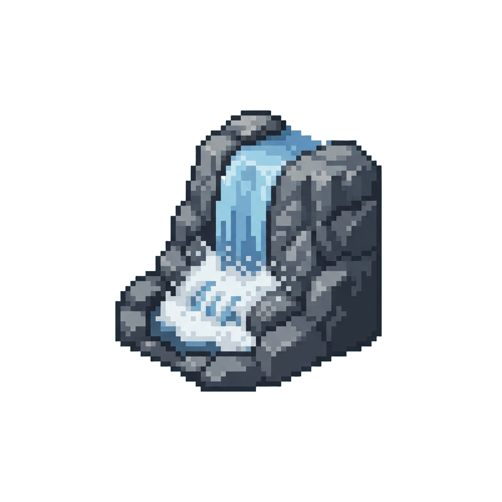 A Dramatic Rock Waterfall with Gentle White Foam