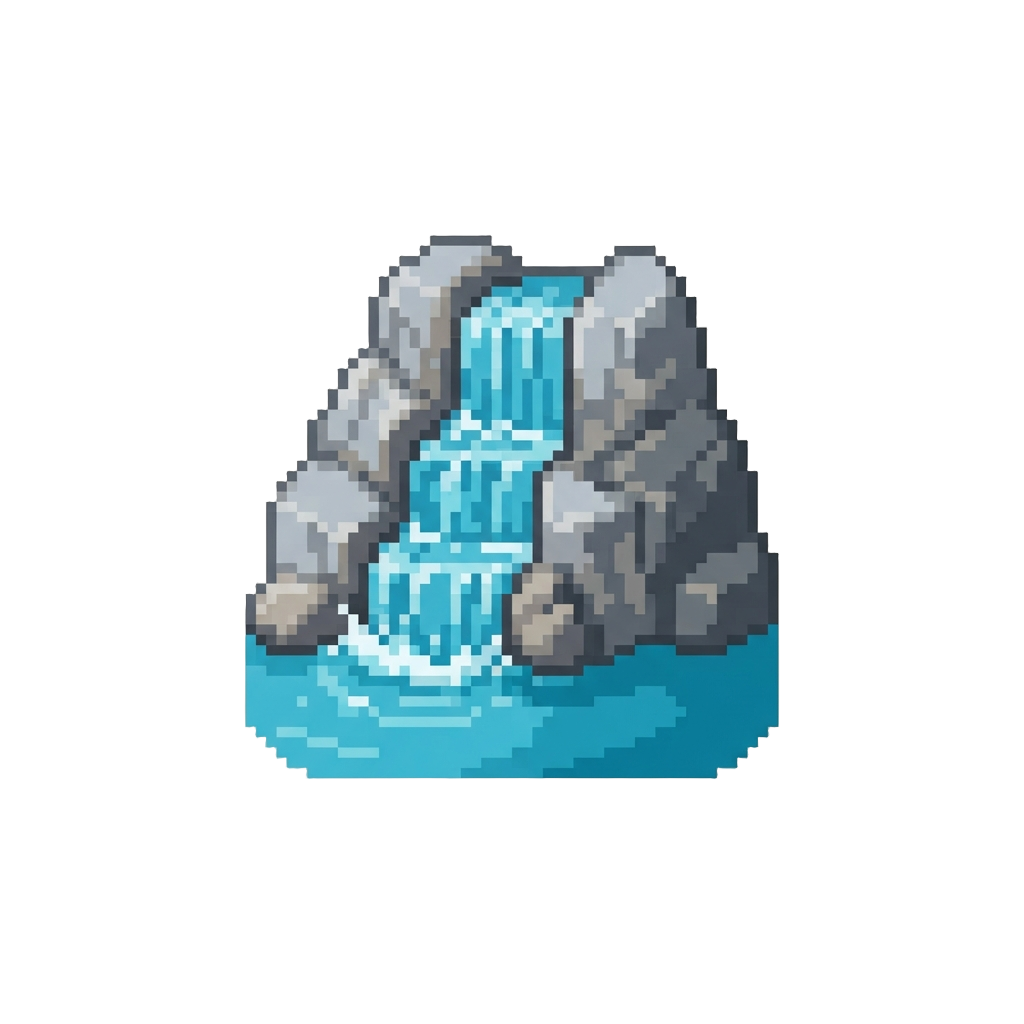 A Towering Natural Stone Waterfall Cascading Into Turquoise Water