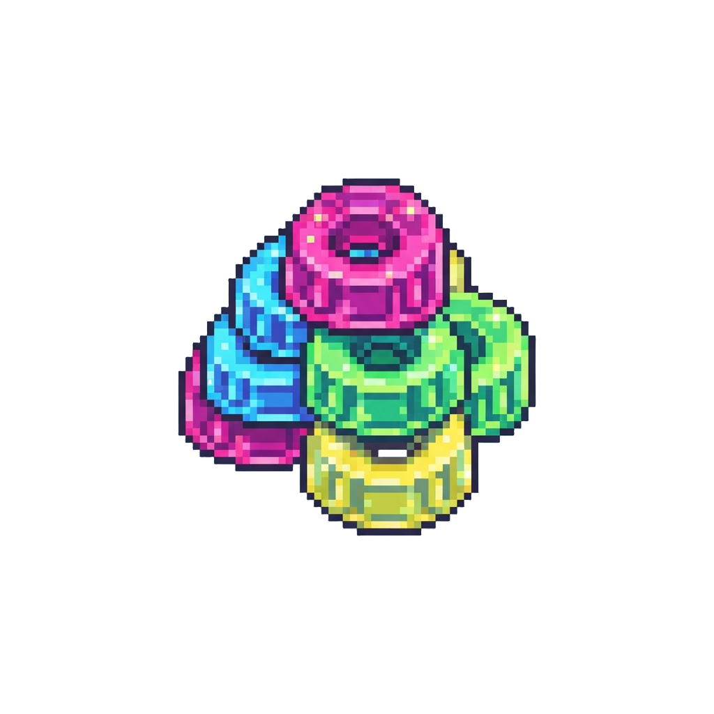 A Cluster of Neon Space Jelly Rings