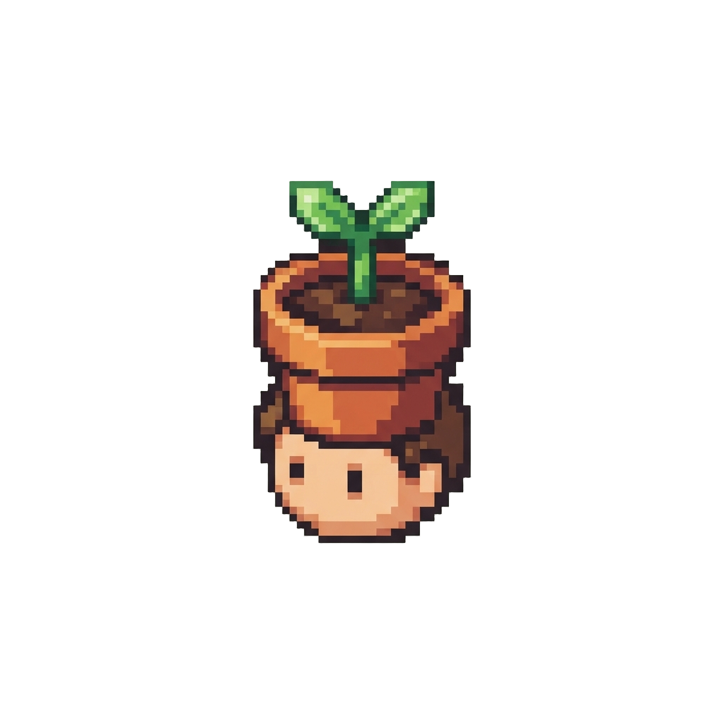 A Tiny Potted Sprout Atop Their Head