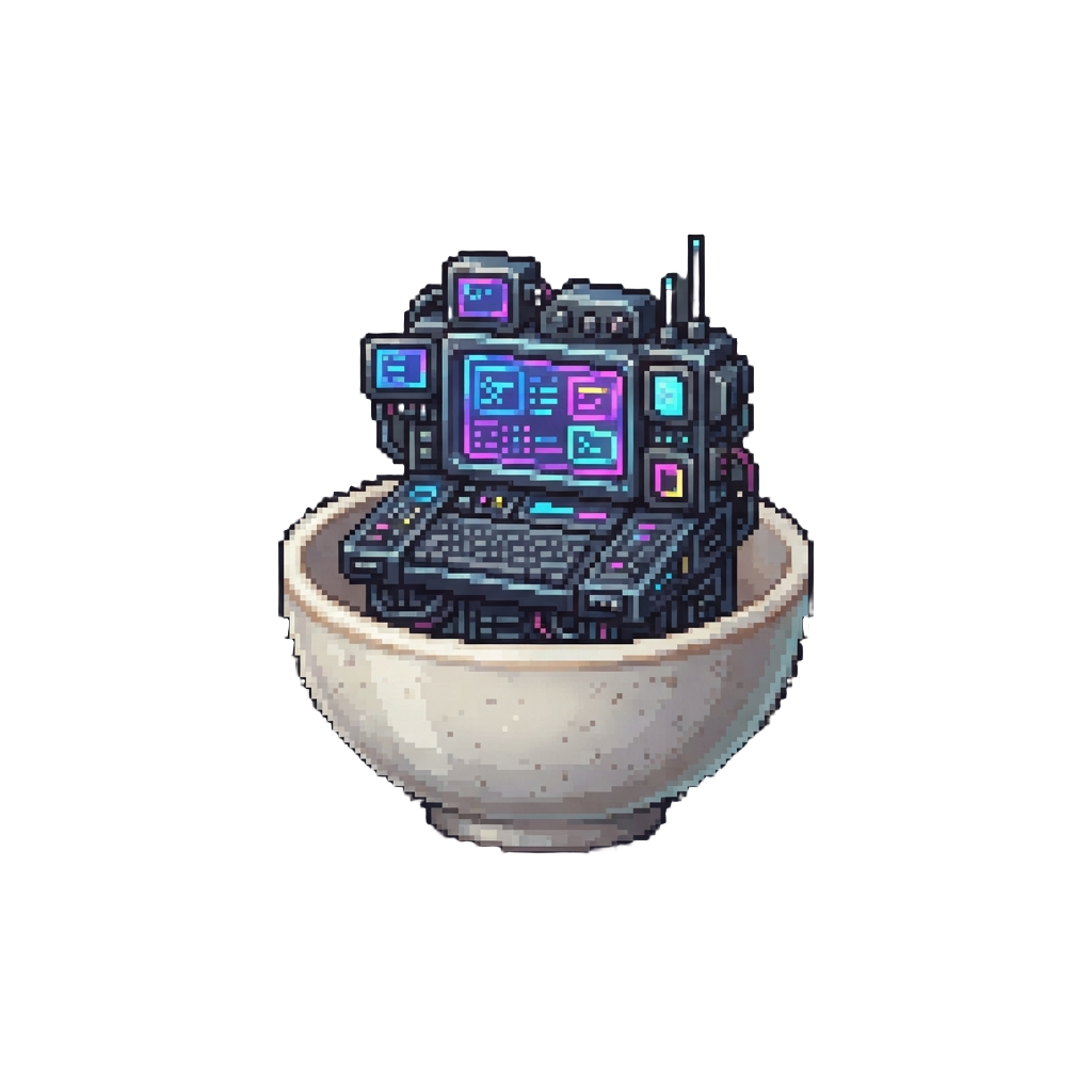 A Neon Cyberpunk Command Center Over the Porcelain Porcelain Bowl