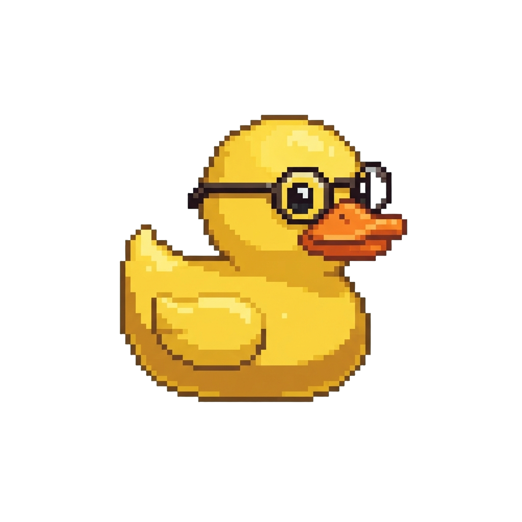 A Single Tiny Rubber Duck Wearing Reading Glasses
