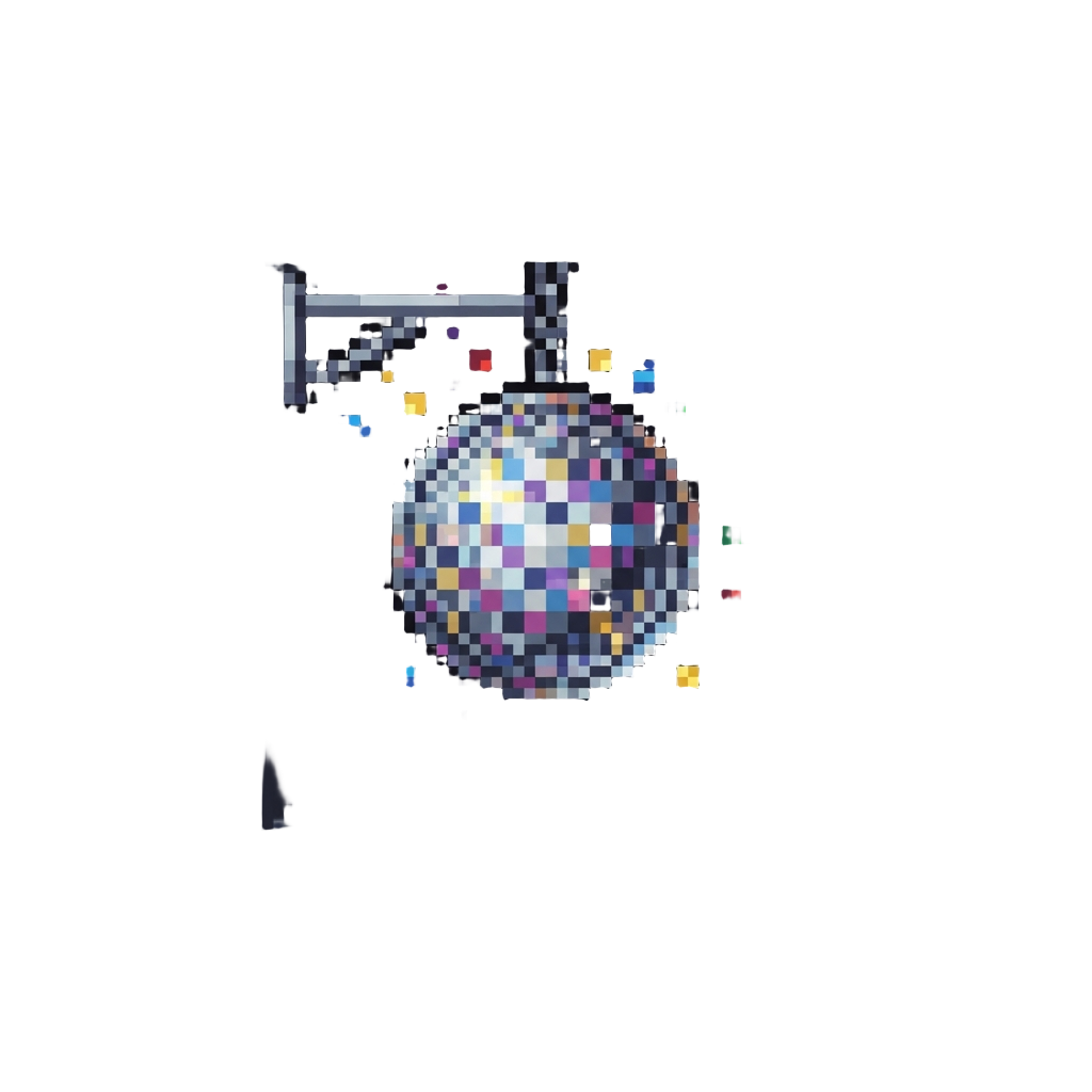 A Disco Party Room with Spinning Mirror Ball Reflections