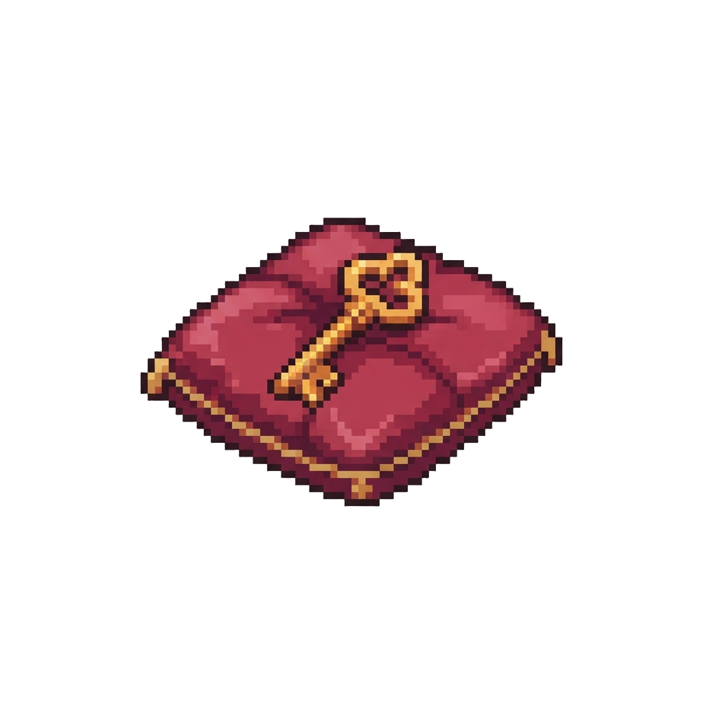 A Tiny Golden Key Resting on a Velvet Pillow