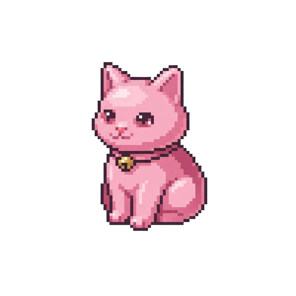 A Cute Pink Mystery Cat Figurine