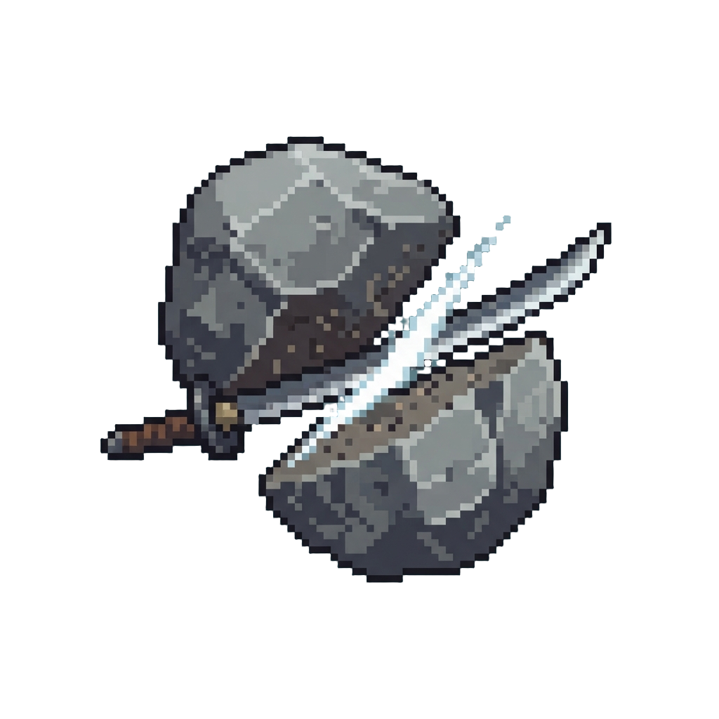 Slicing a Giant Falling Boulder in Half with a Katana