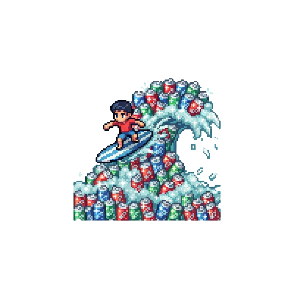 Surfing on a Wave of Sparkling Soda Cans
