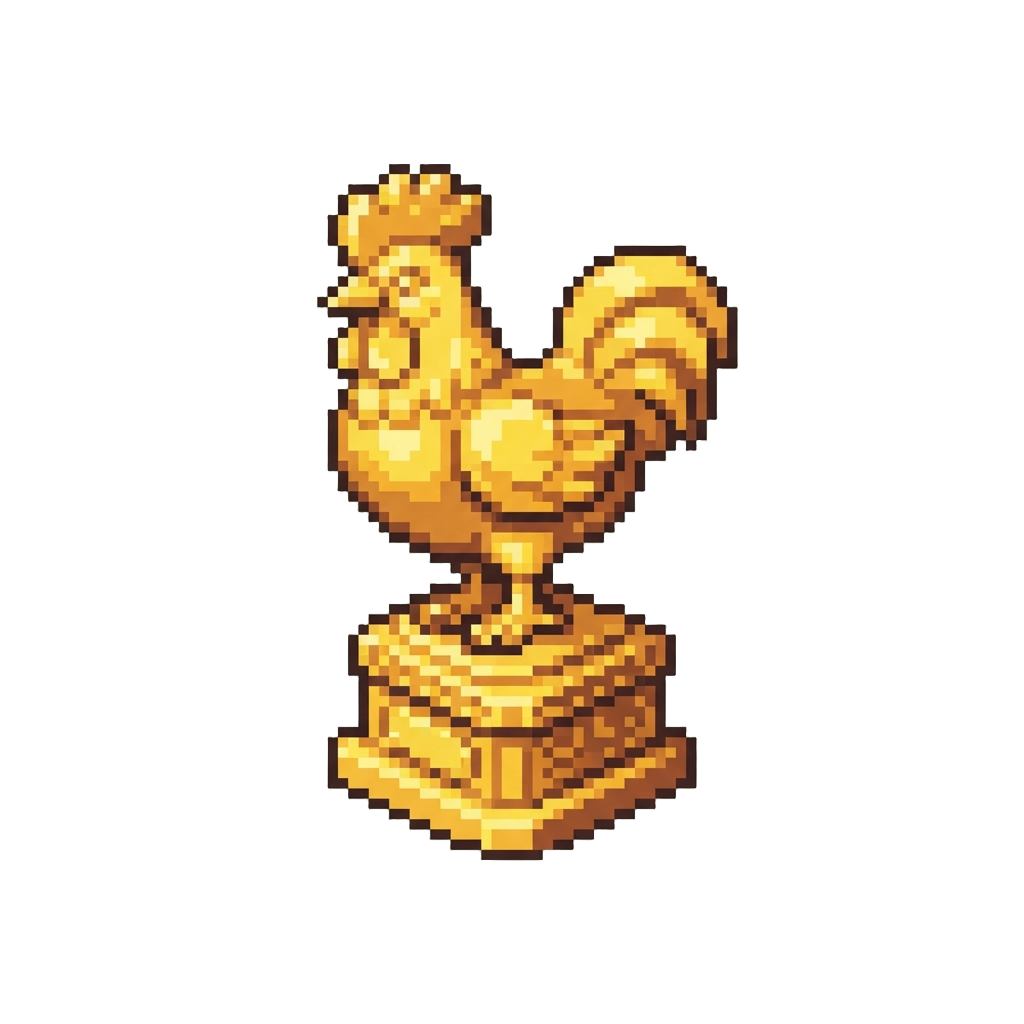 Winning an Oversized Golden Giant Chicken Trophy