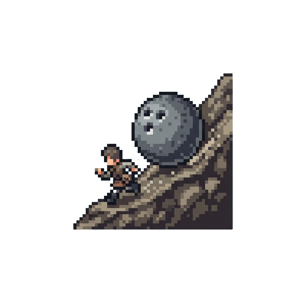 Outrunning a Giant Bowling Ball Down a Steep Mountain