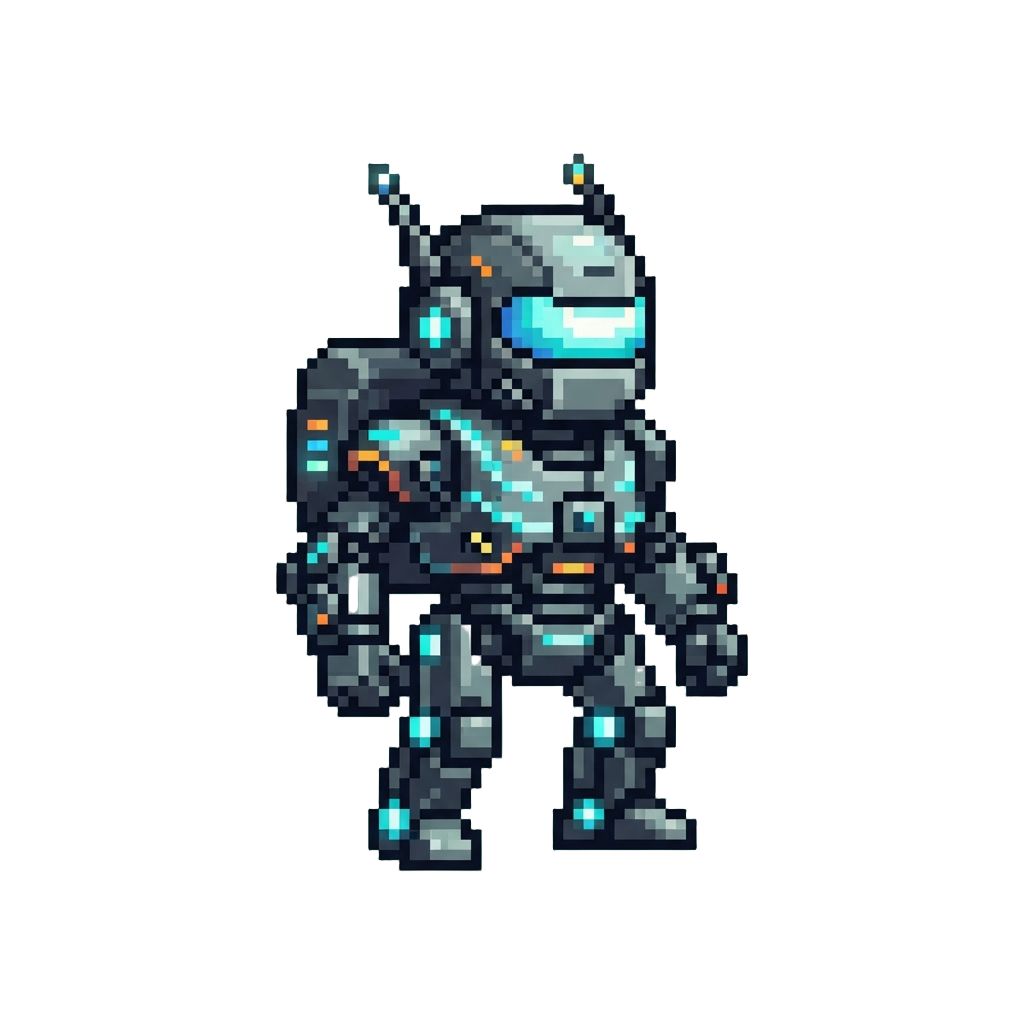 A Miniature Glowing Neon Robot