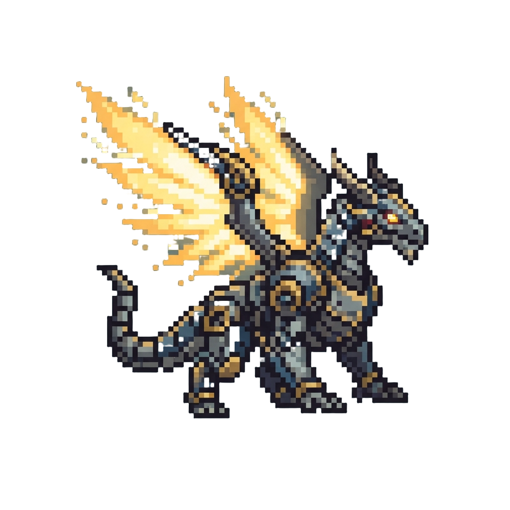 A Colossal Armored Mechanical Dragon with Glowing Energy Wings