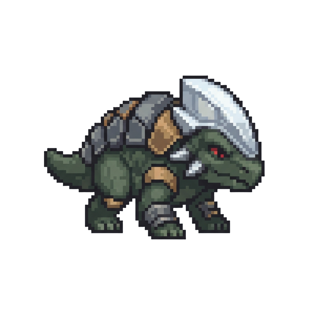 A Sturdy Armored Dinosaur Beast with Chrome Crest