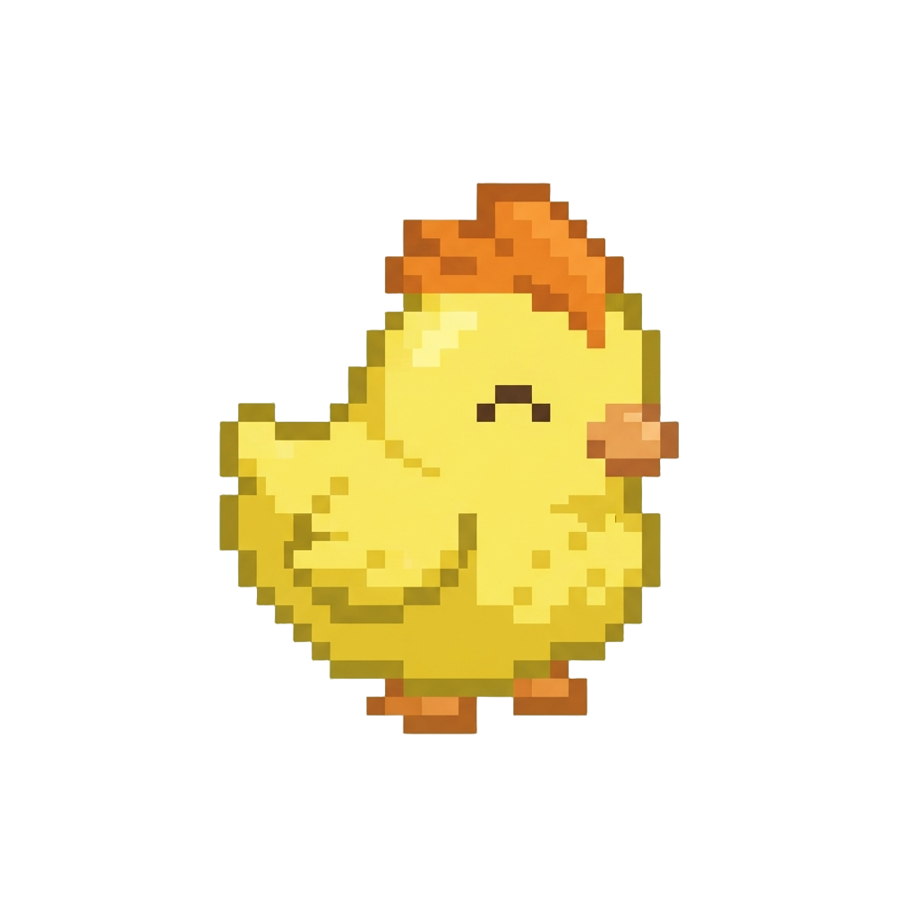 A Tiny Fluffy Chick Monster with a Single Feather Tuft