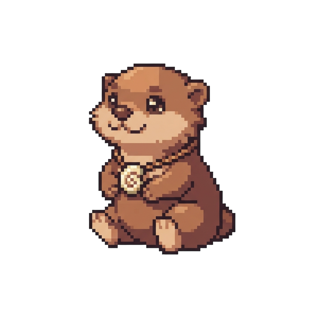 A Cheerful Otter-like Water Creature with a Shell Medallion