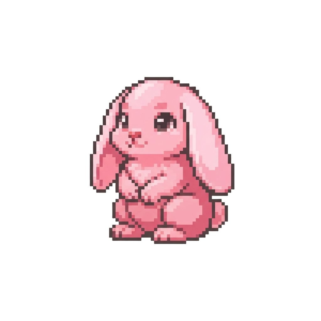A Cute Pink Rabbit Beast with Long Floppy Ears