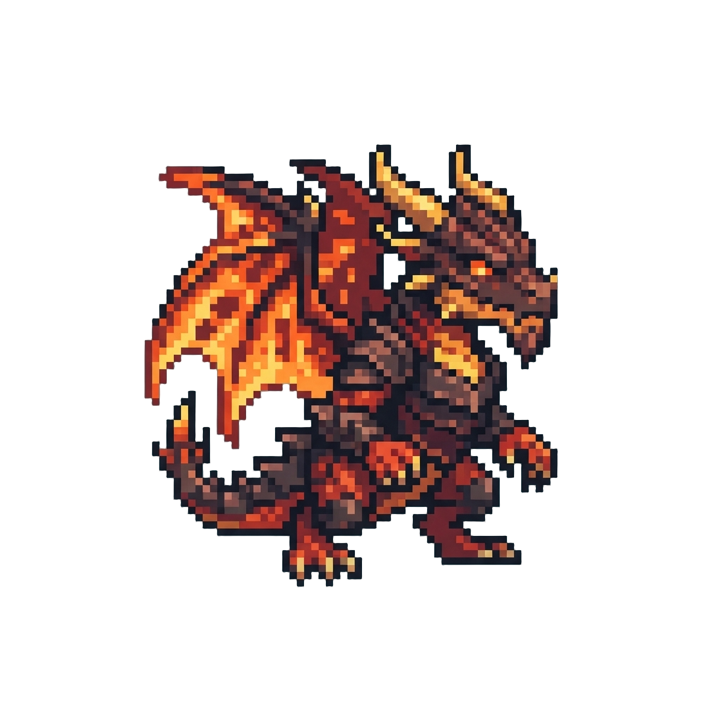 A Fiery Demonic Dragon King with Burning Magma Wings