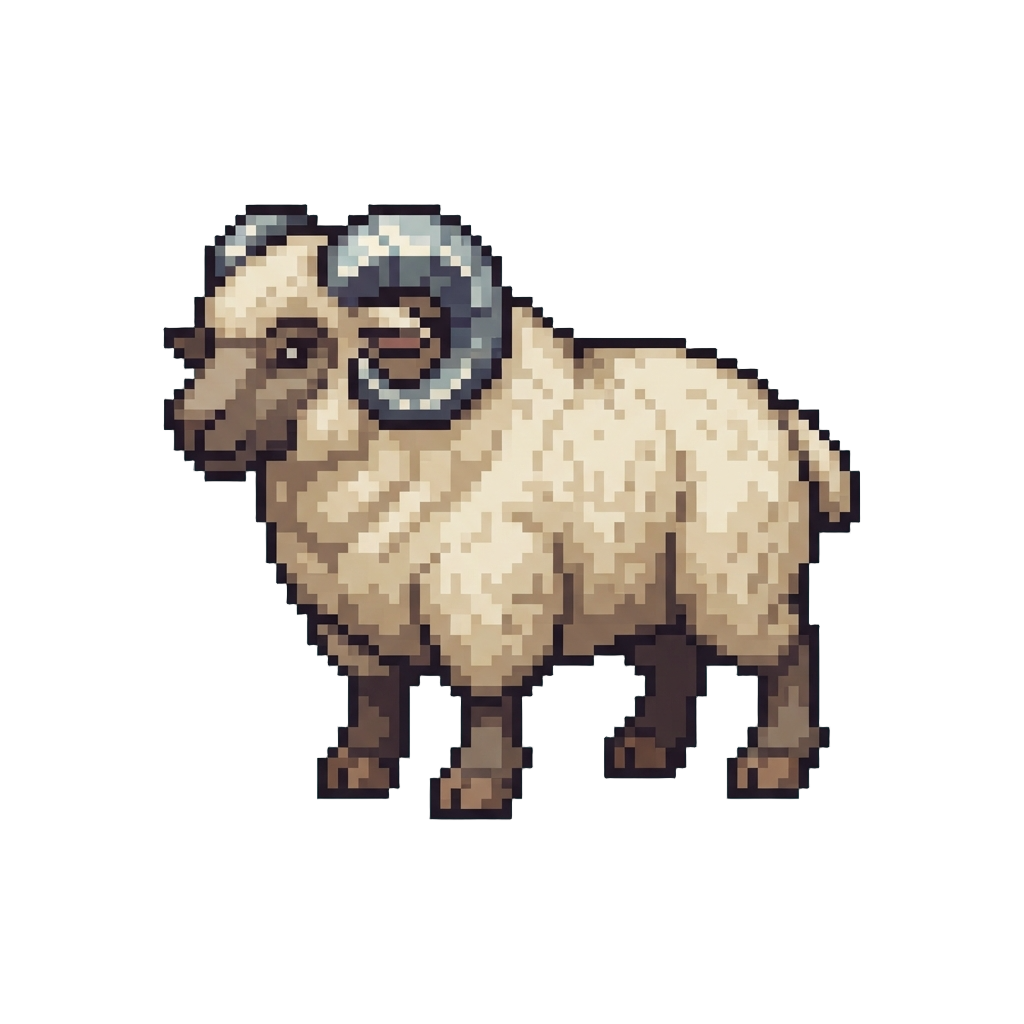 A Sturdy Ram Creature with Metallic Horns