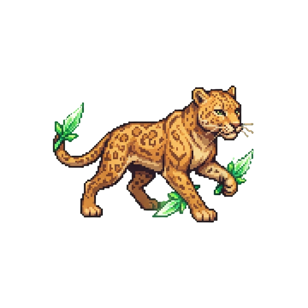 A Swift Forest Leopard with Leaf-shaped Energy Daggers