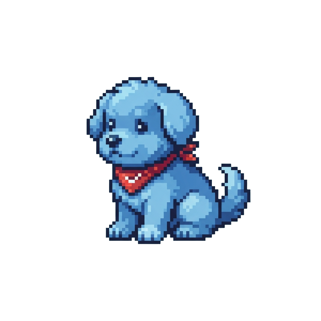 A Fluffy Blue Puppy Beast with a Small Bandana