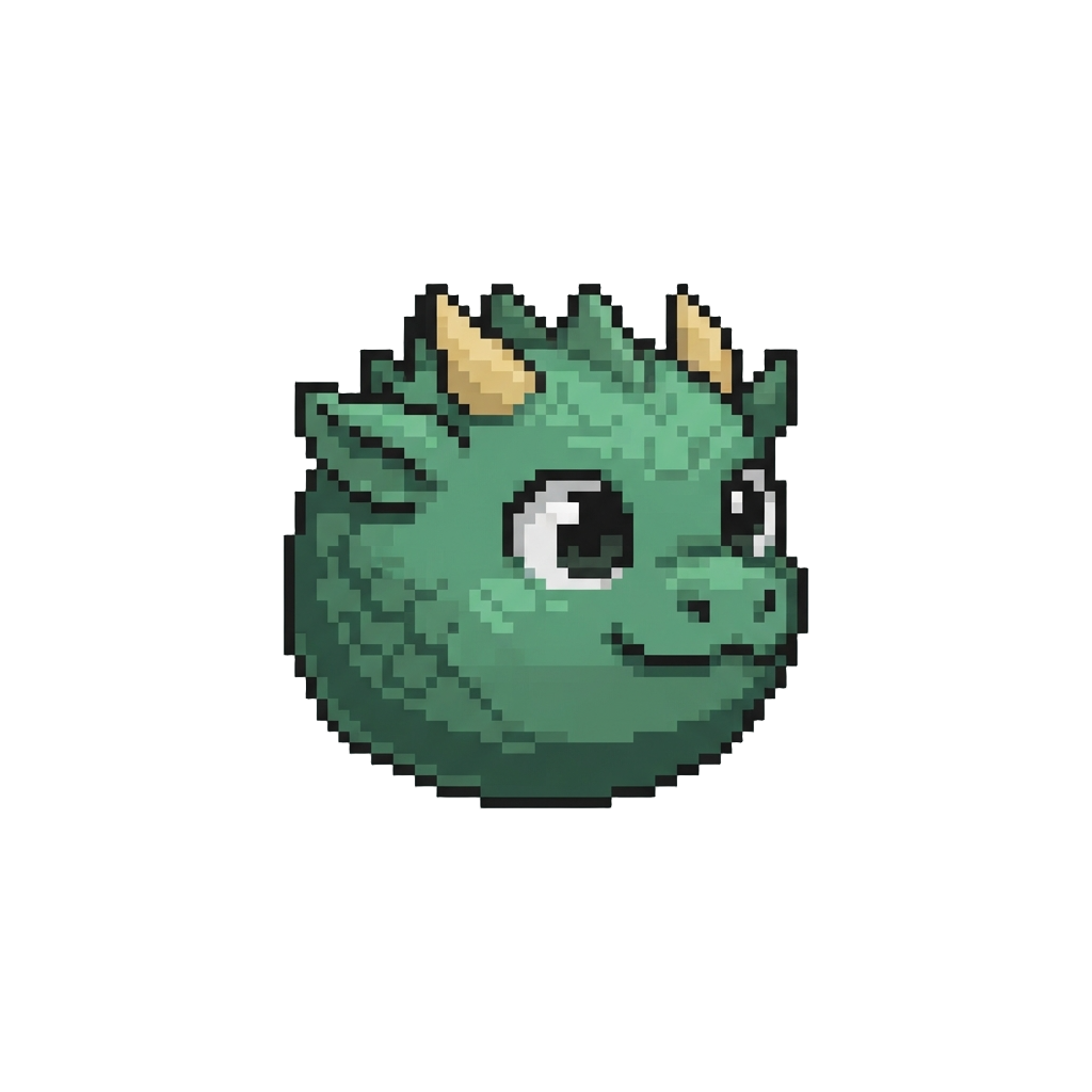 A Squishy Spherical Dragon-head Blob with Big Eyes