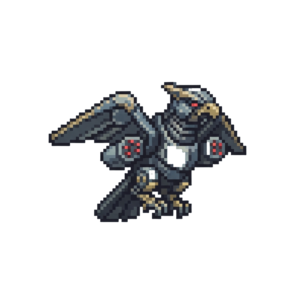 A Mechanized Falcon Beast with Missile Pods on Its Wings