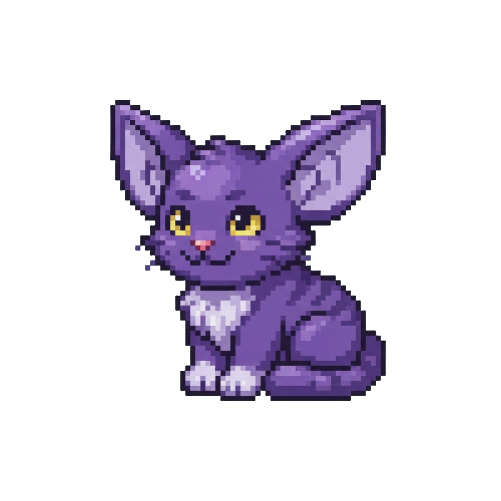 A Clever Purple Cat-like Critter with Oversized Ears
