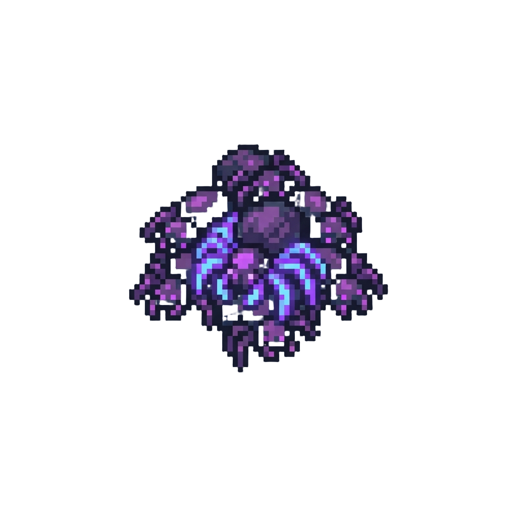A Bunch of Glowing Neon Purple Spiders
