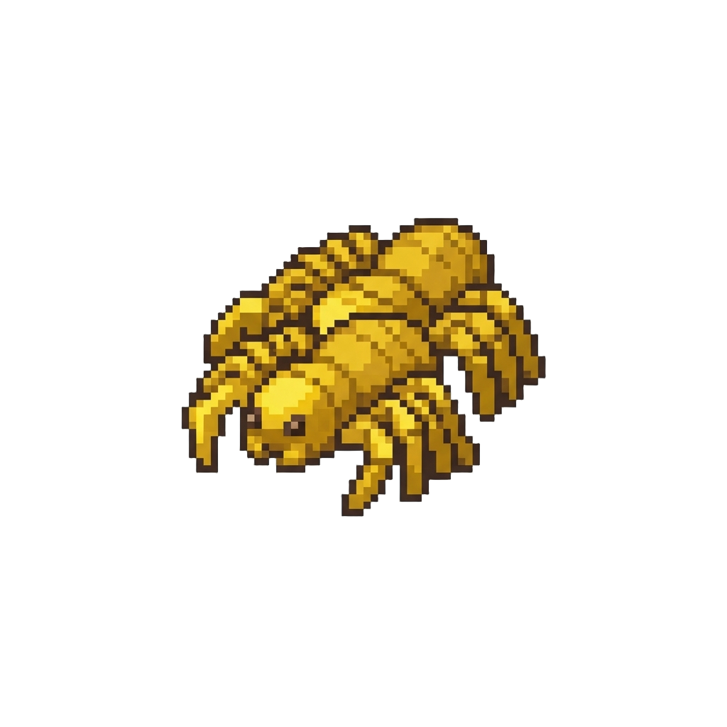 A Swarm of Golden Toy Spiders