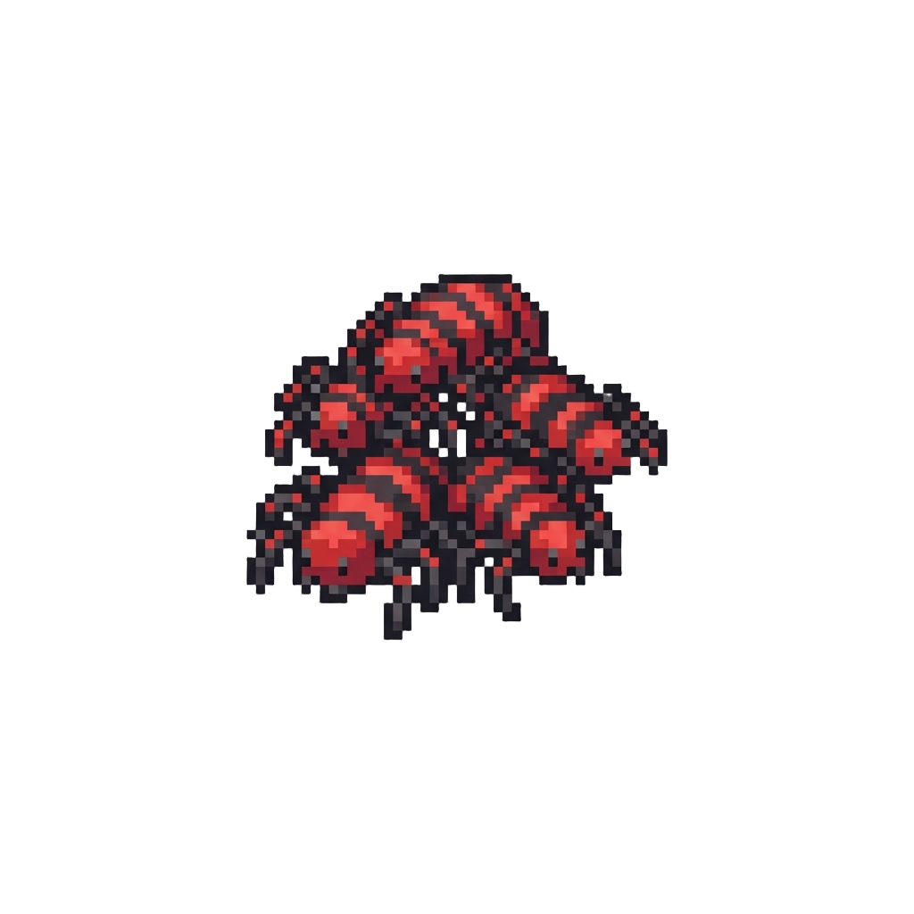 A Bunch of Striped Red and Black Spiders