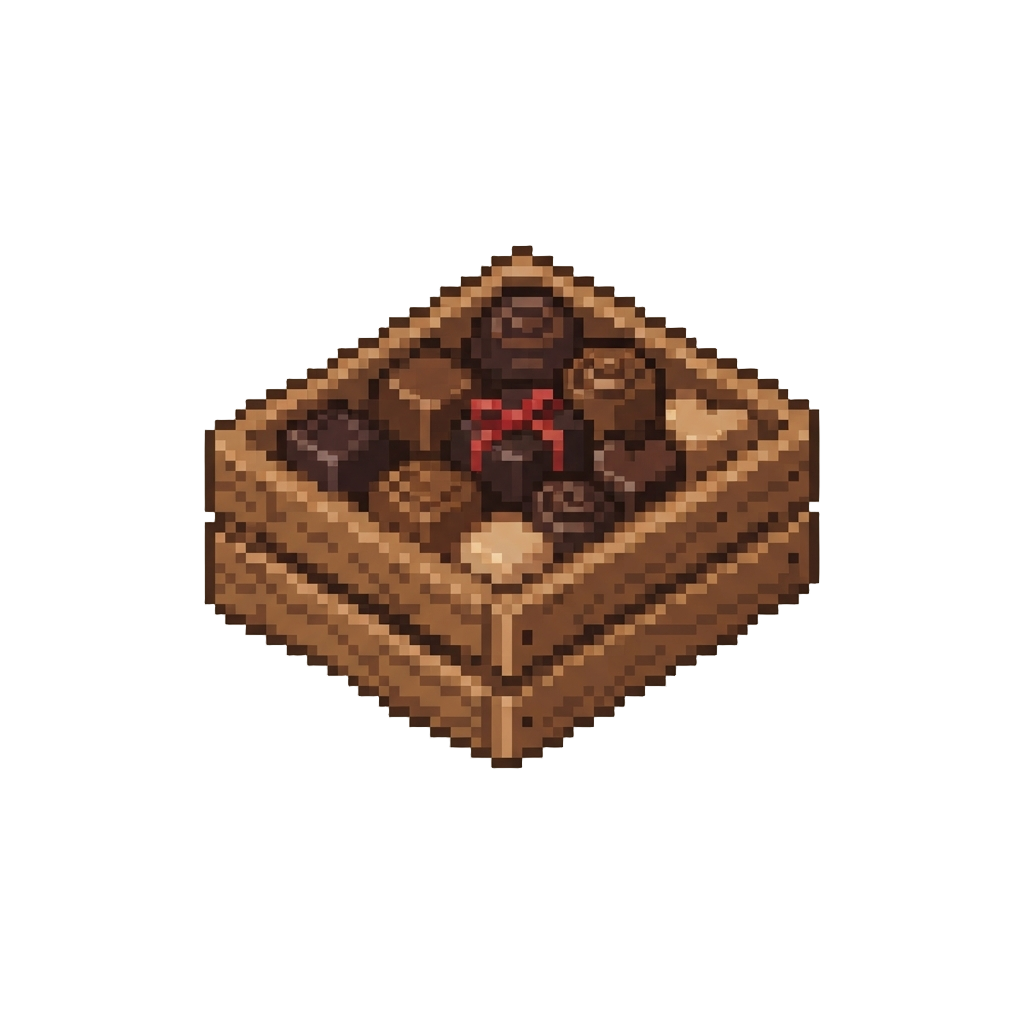 A Mini Wooden Crate of Artisanal Chocolates