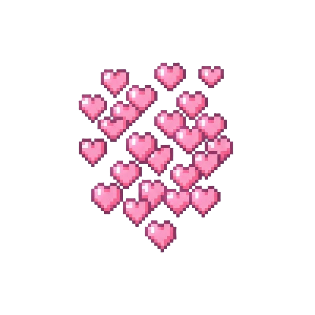 A Dense Glittering Downpour of Luminescent Pink Heart Raindrops