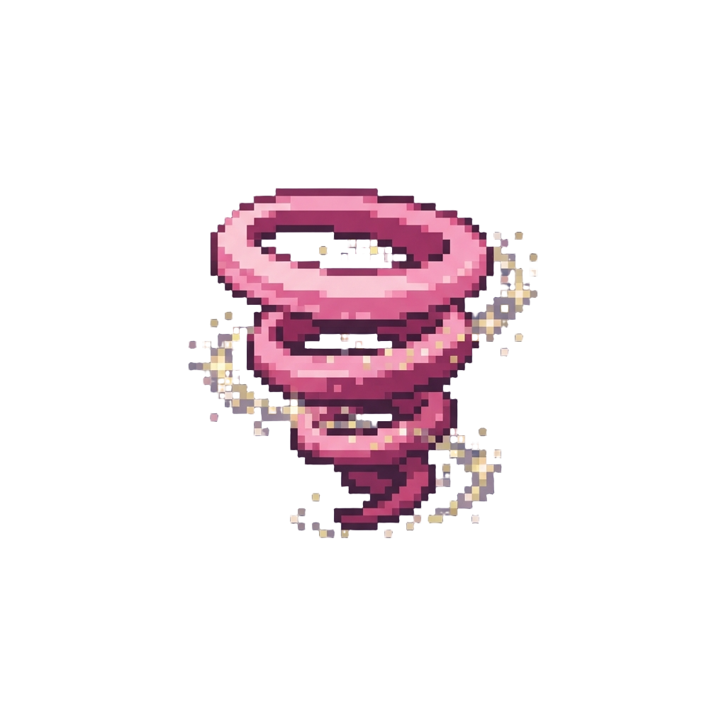 A Tightly Corkscrewing Helical Pink Slash Trailing Shimmering Stardust