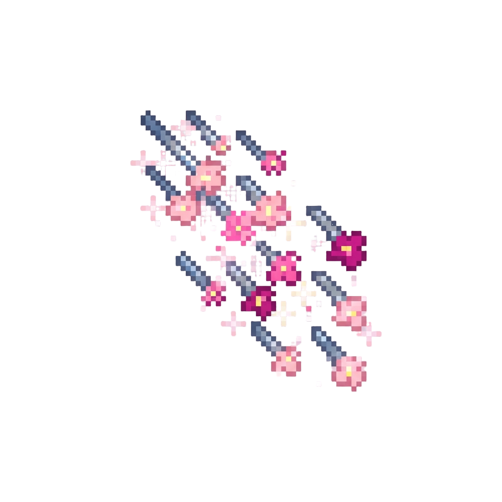 A Cascading Shower of Glowing Cherry Blossom Darts Sparkling As They Fall