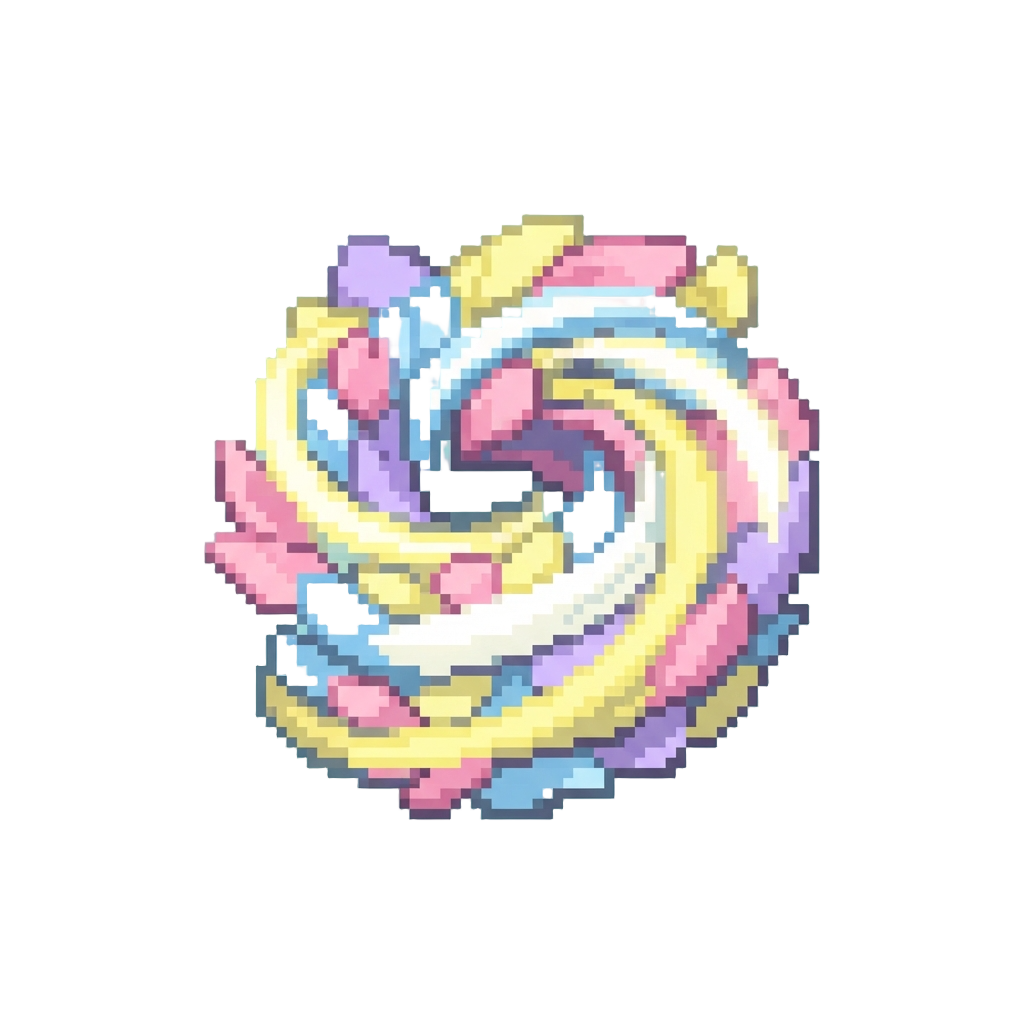 A Wide Swirling Ribbon Eddy of Pastel Petals and Spinning Light Ribbons