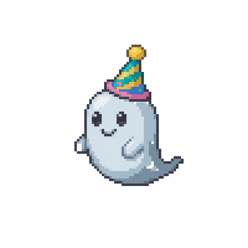 A Floating Party Ghost with a Hat