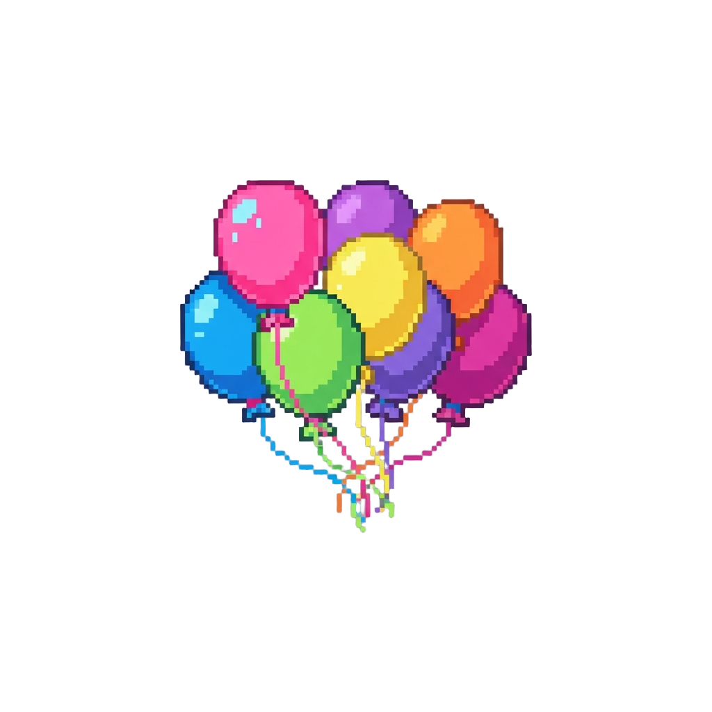 A Cloud of Floating Neon Party Balloons
