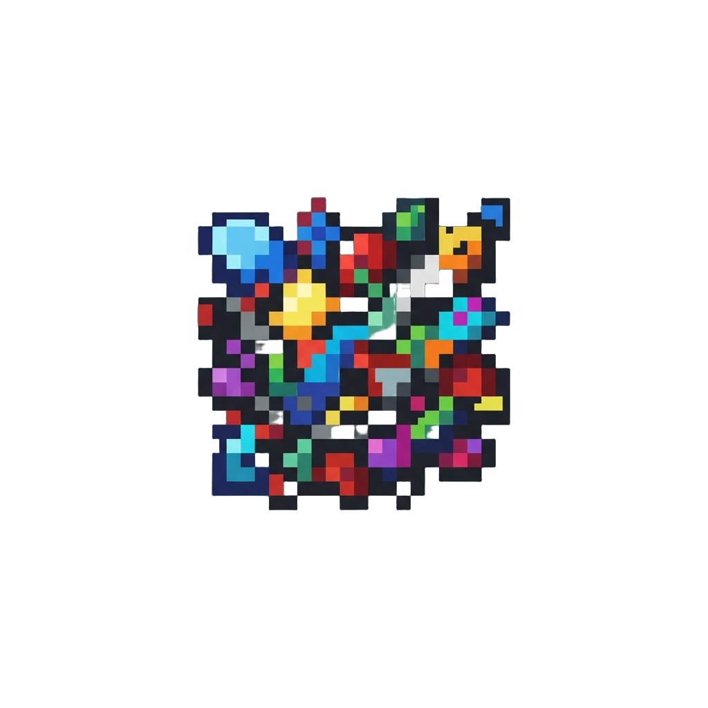 A Scrambled Cluster of Colorful Broken Pixel Noise