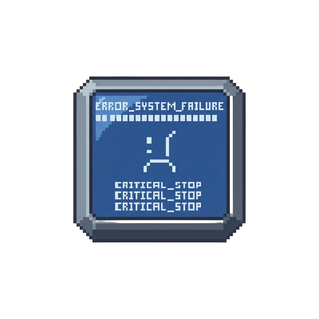 A Comical Blue Screen of Death with a Sad Face