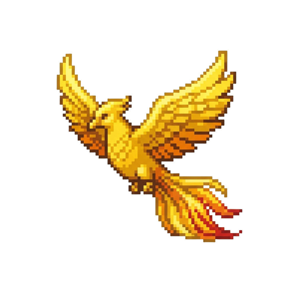 A Radiant Golden Phoenix Soaring Across the Display