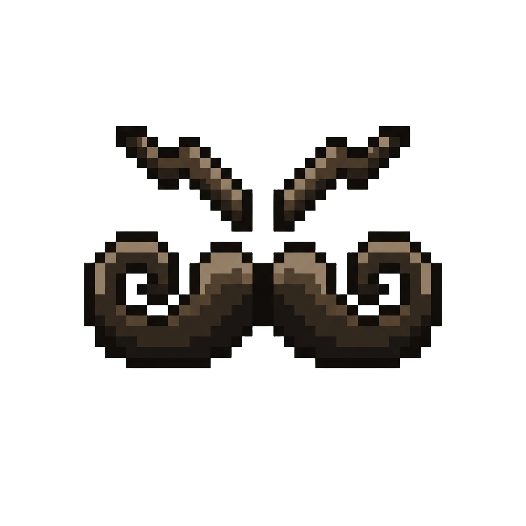 A Swirling Curly Villian Mustache with Zig-zag Eyebrows