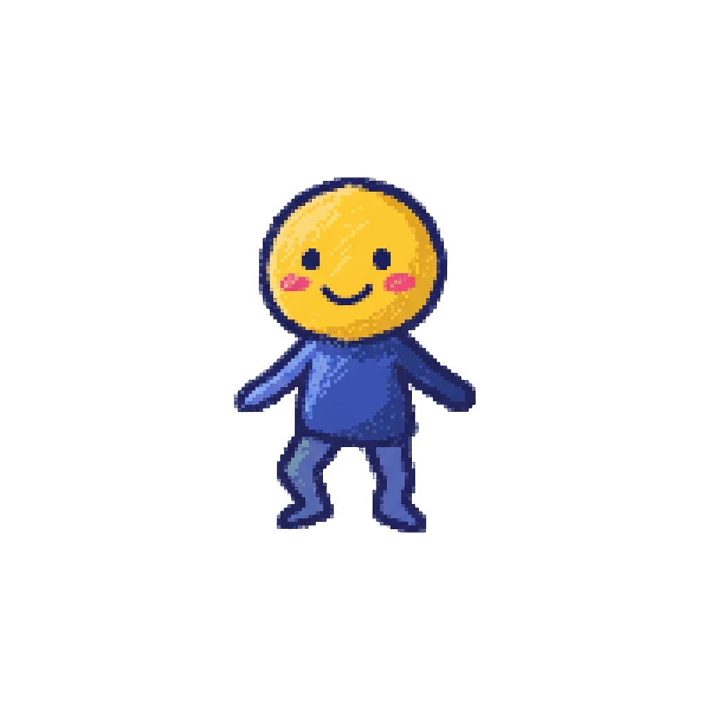 A Simple Crayon-style Doodle of Himself with Crooked Legs