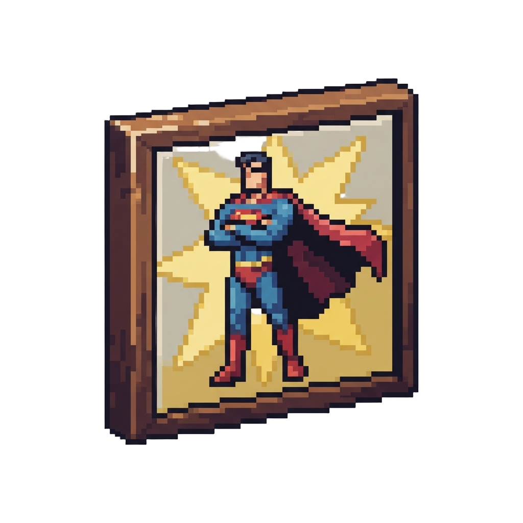 A Heroic Superhero Style Canvas Painting of Himself