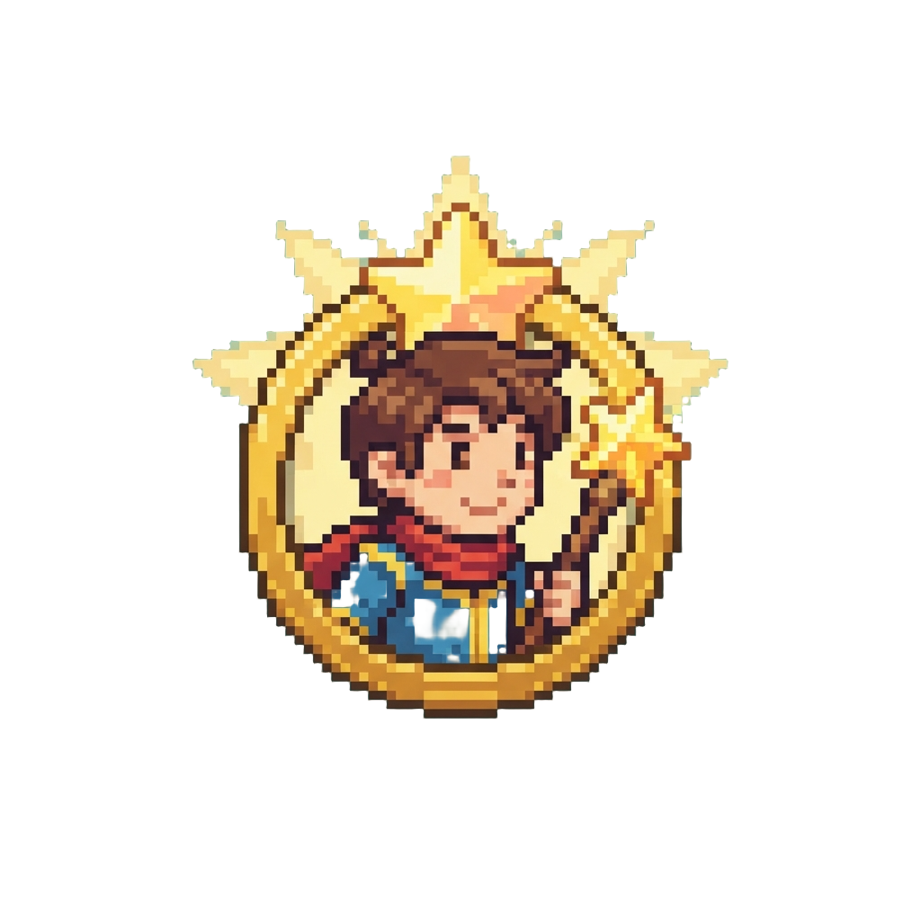A Charming Cartoon Self-portrait with a Bright Star Background