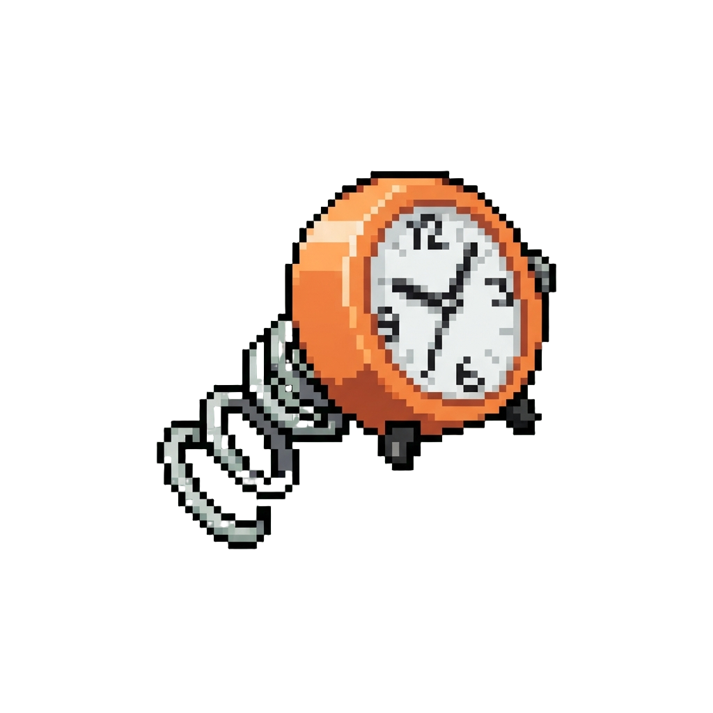 A Miniature Plastic Clock Springing Out and Spinning Loosely