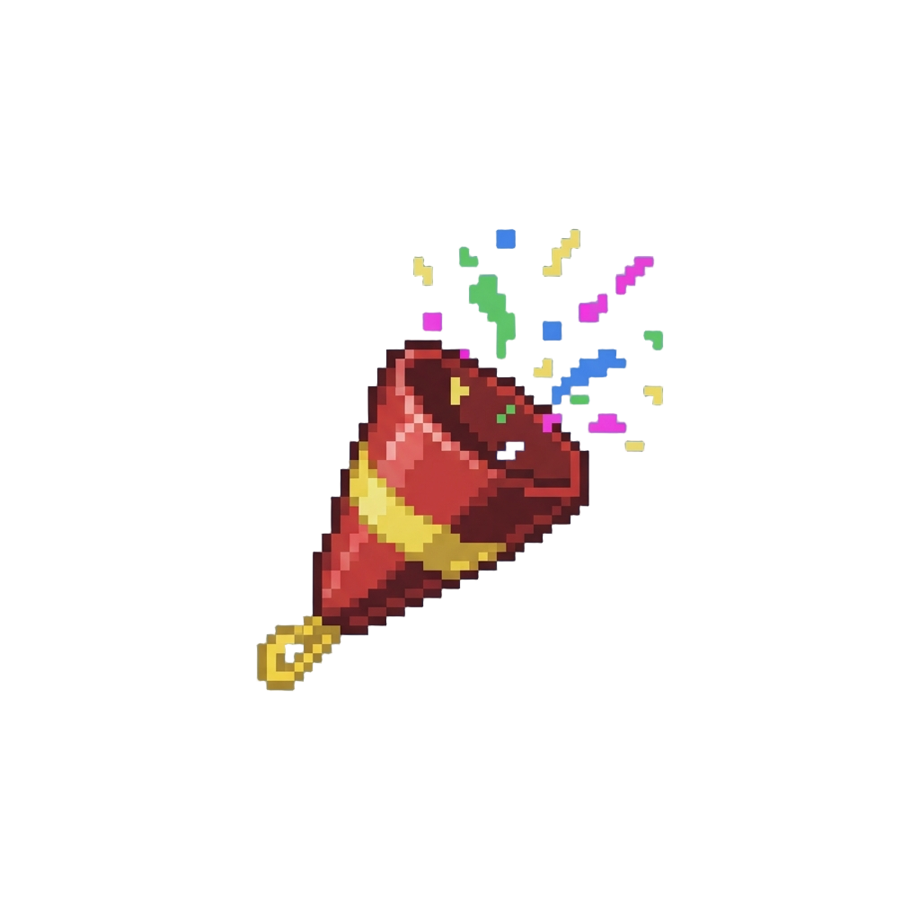 A Tiny Party Popper Launching Colorful Confetti Into the Air