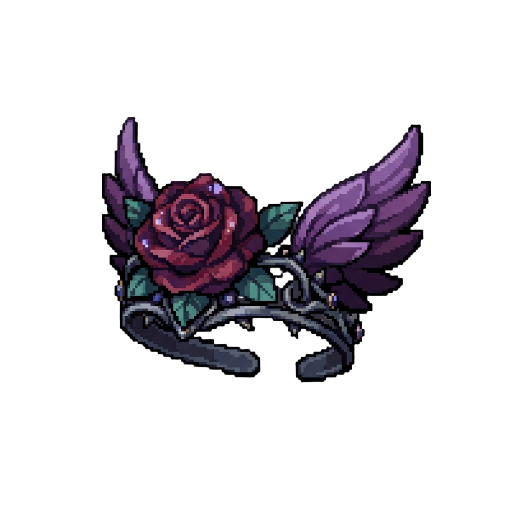 A Dramatic Midnight Rose Diadem and Dark Violet Petal Wings