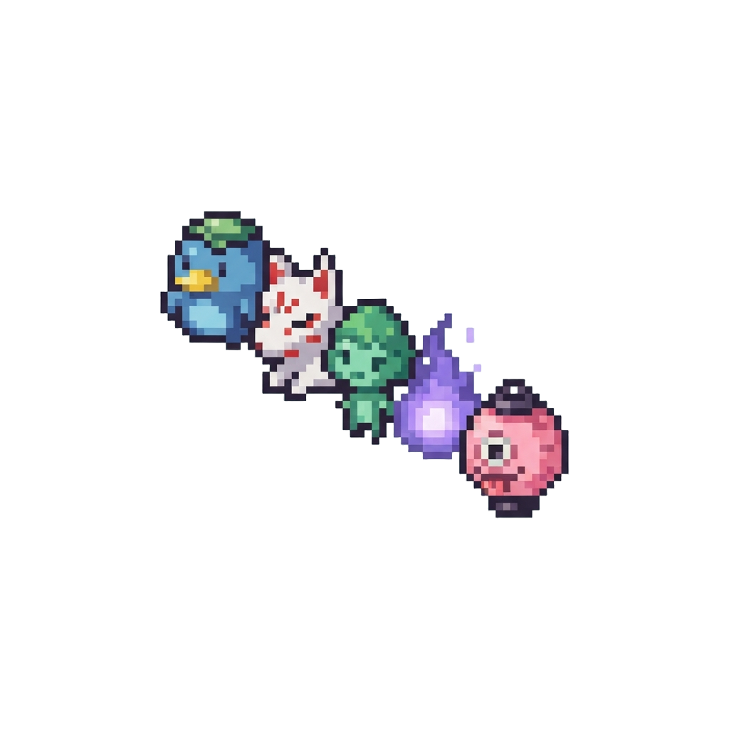 A Floating Parade of Tiny Cute Yokai Spirits