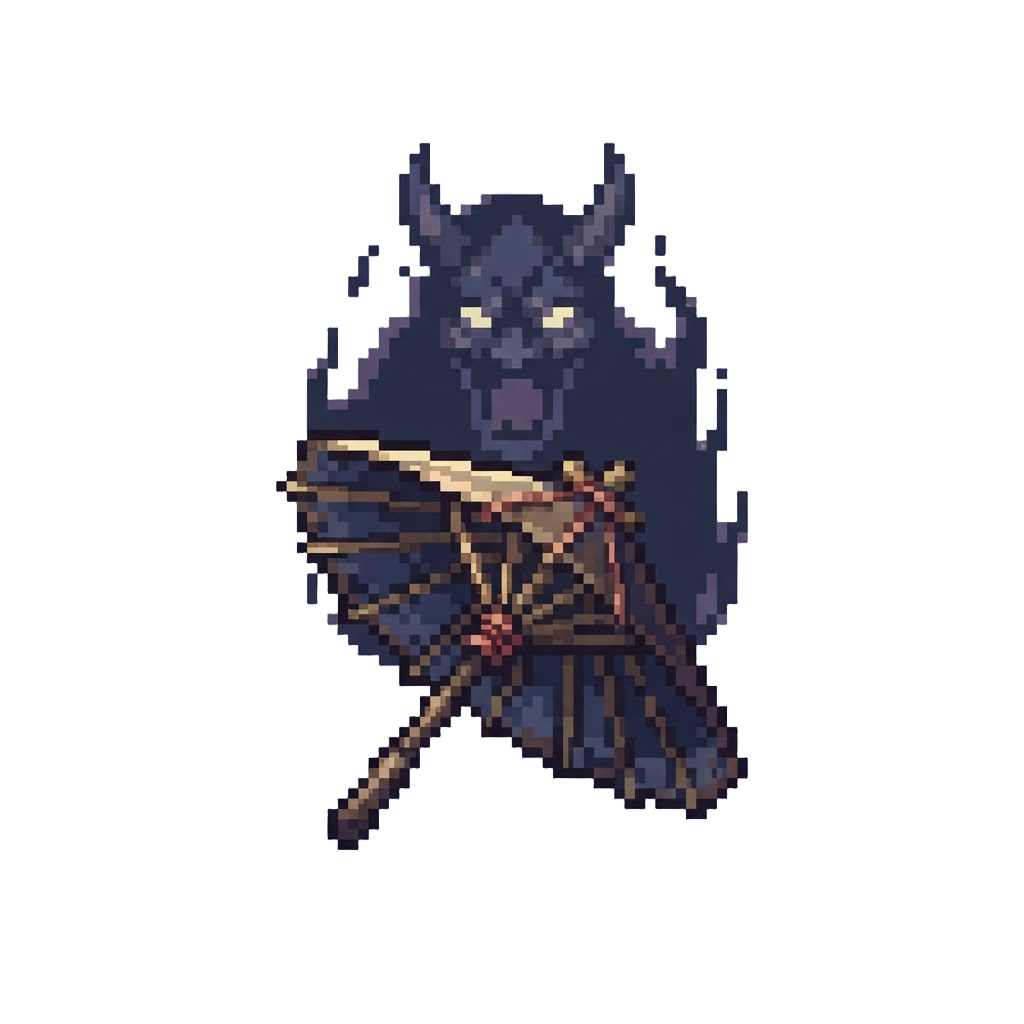 A Giant Spectral Yokai Shadow Towering Behind